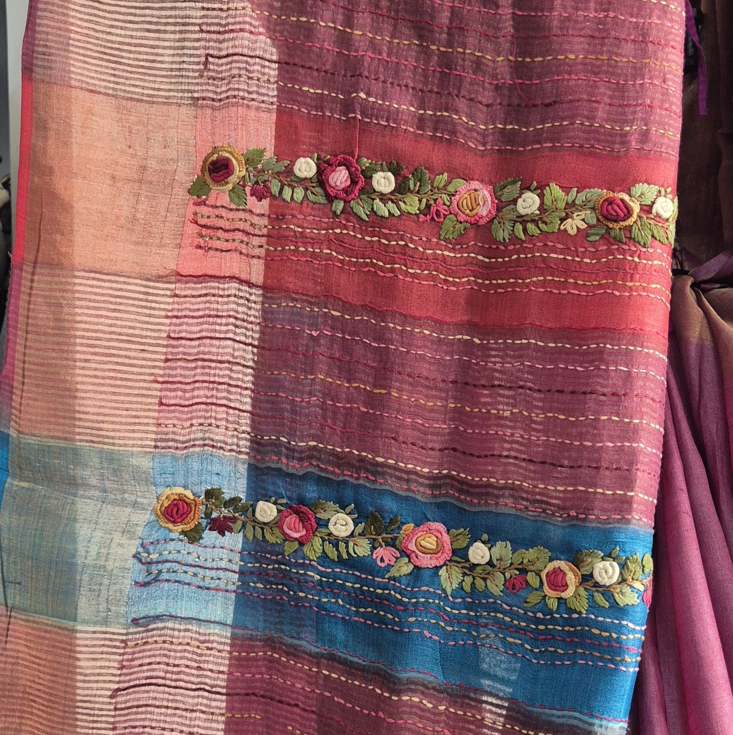 Pure Tussar Silk Saree with Parsi Work – A Blend of Tradition and Artistry