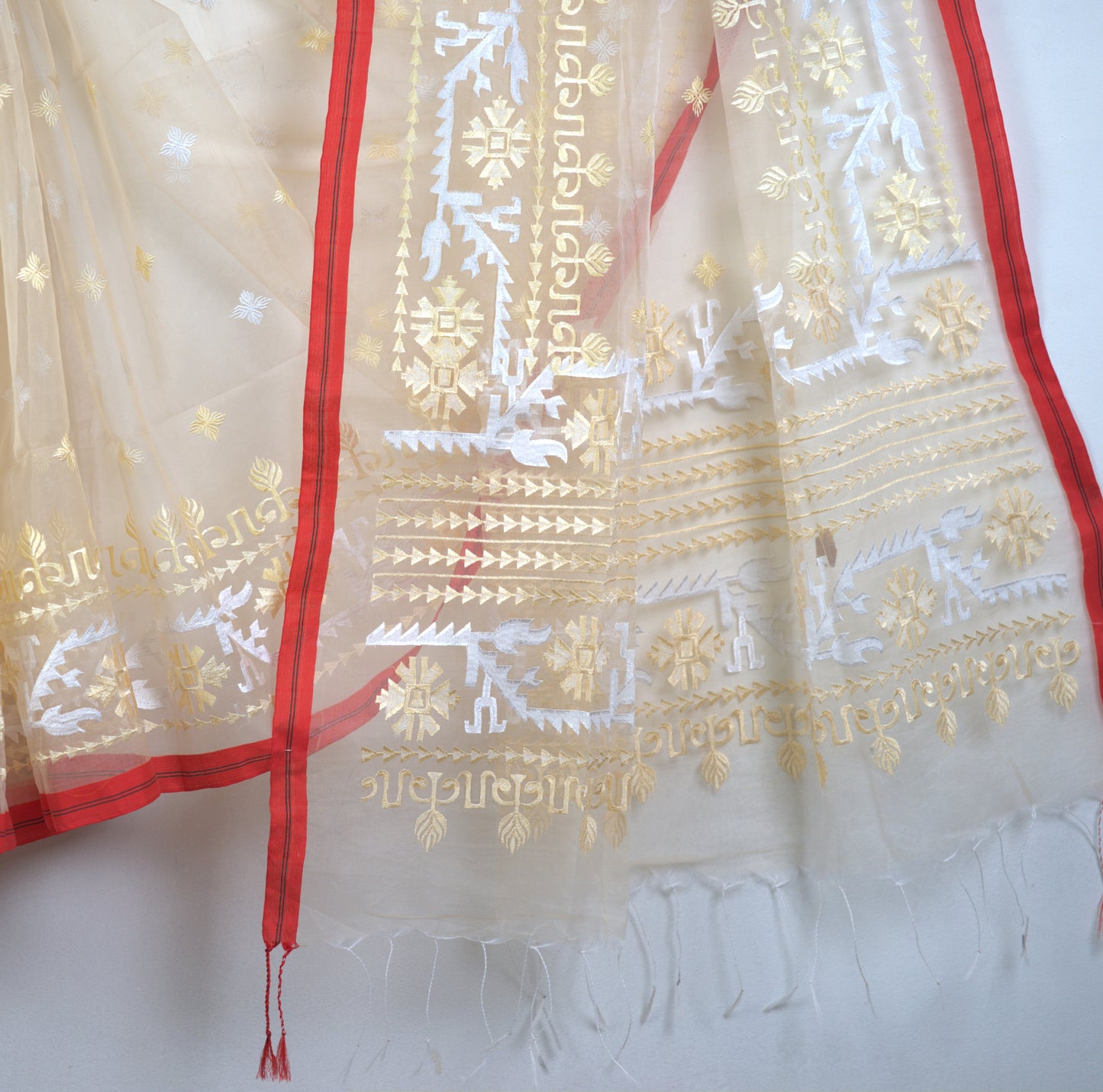 Organza Muslin Saree with Attached Blouse