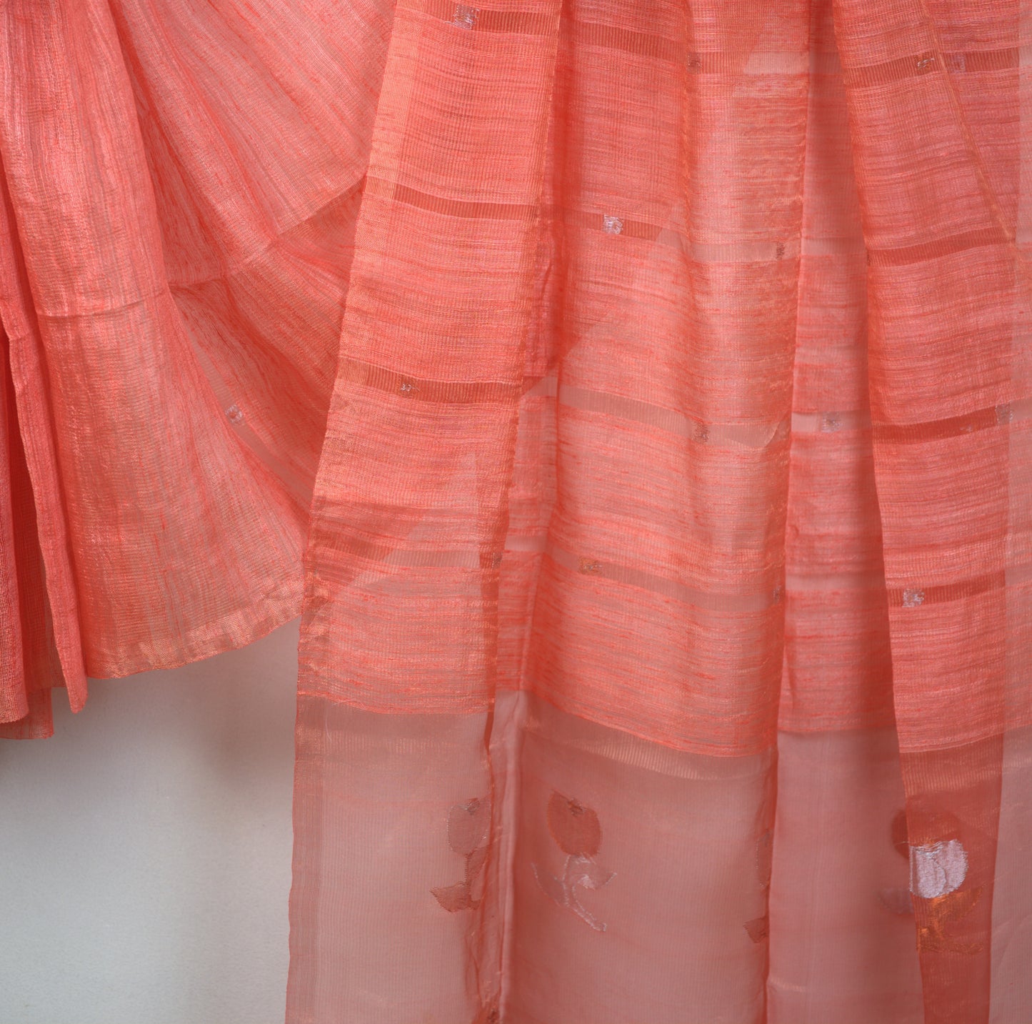 Matka Silk Saree with Muslin Pallu – With Attached Blouse