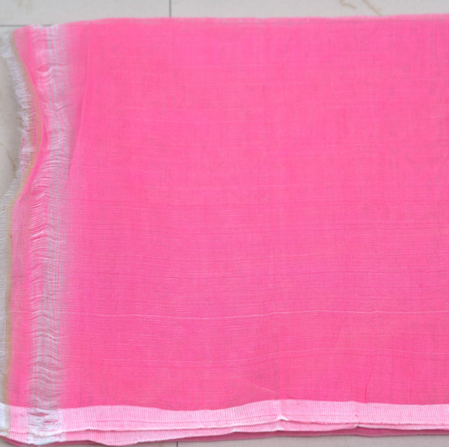 Matka Silk Saree with Muslin Pallu & Attached Blouse