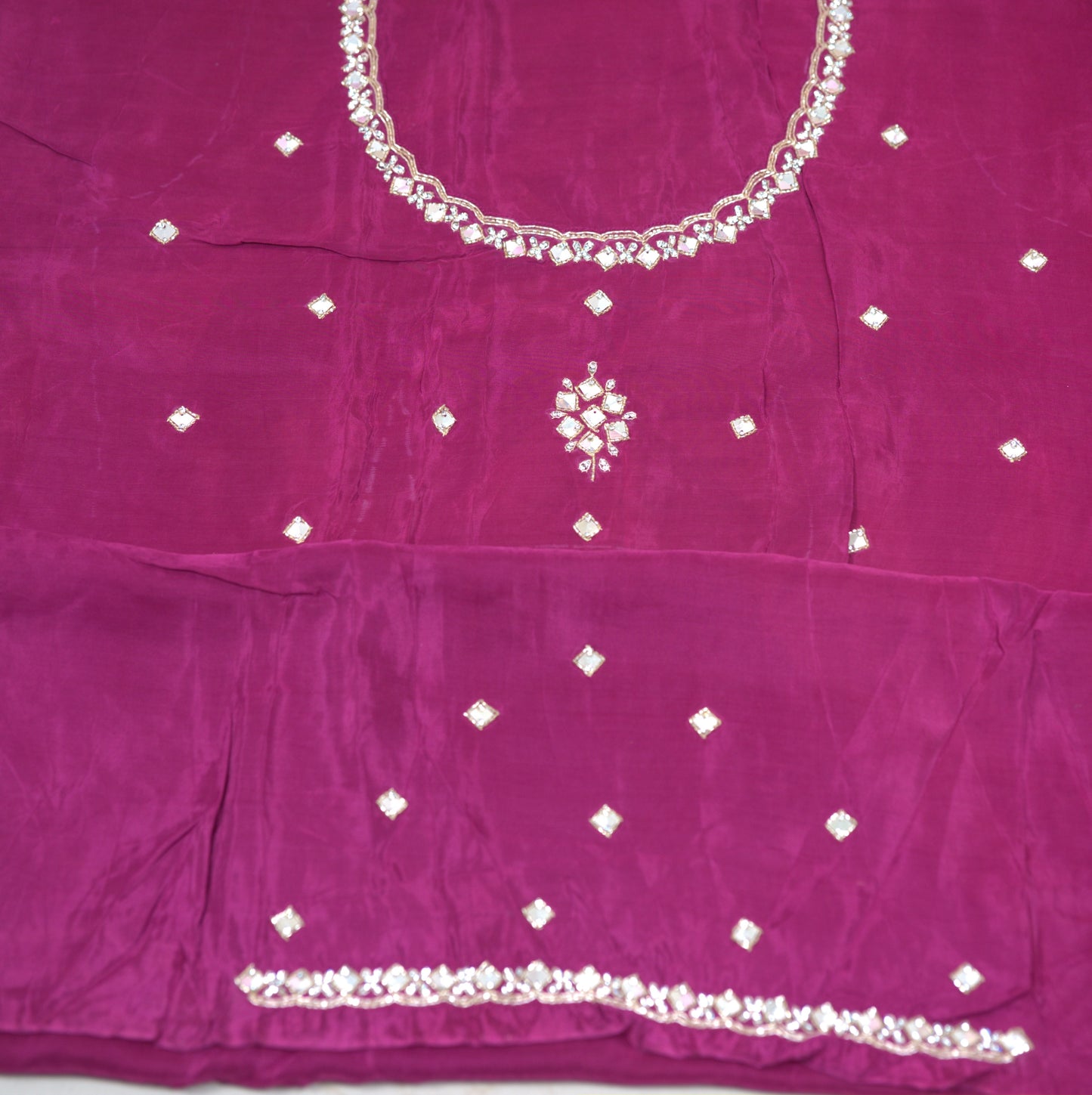 Crepe Silk Hand Work Saree with Attached Blouse – Elegant Craftsmanship with a Luxurious Touch
