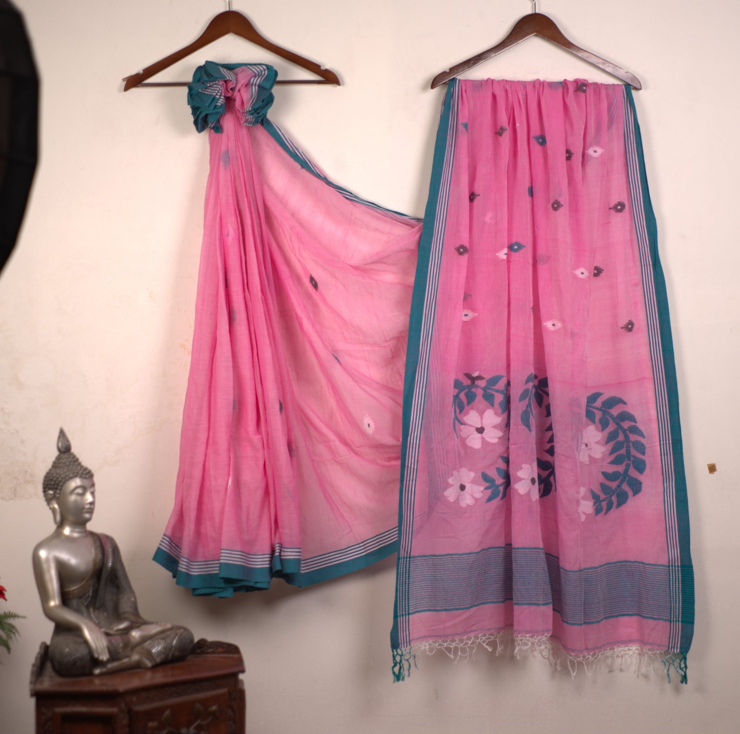 Cotton Jamdhani Saree with Attached Blouse