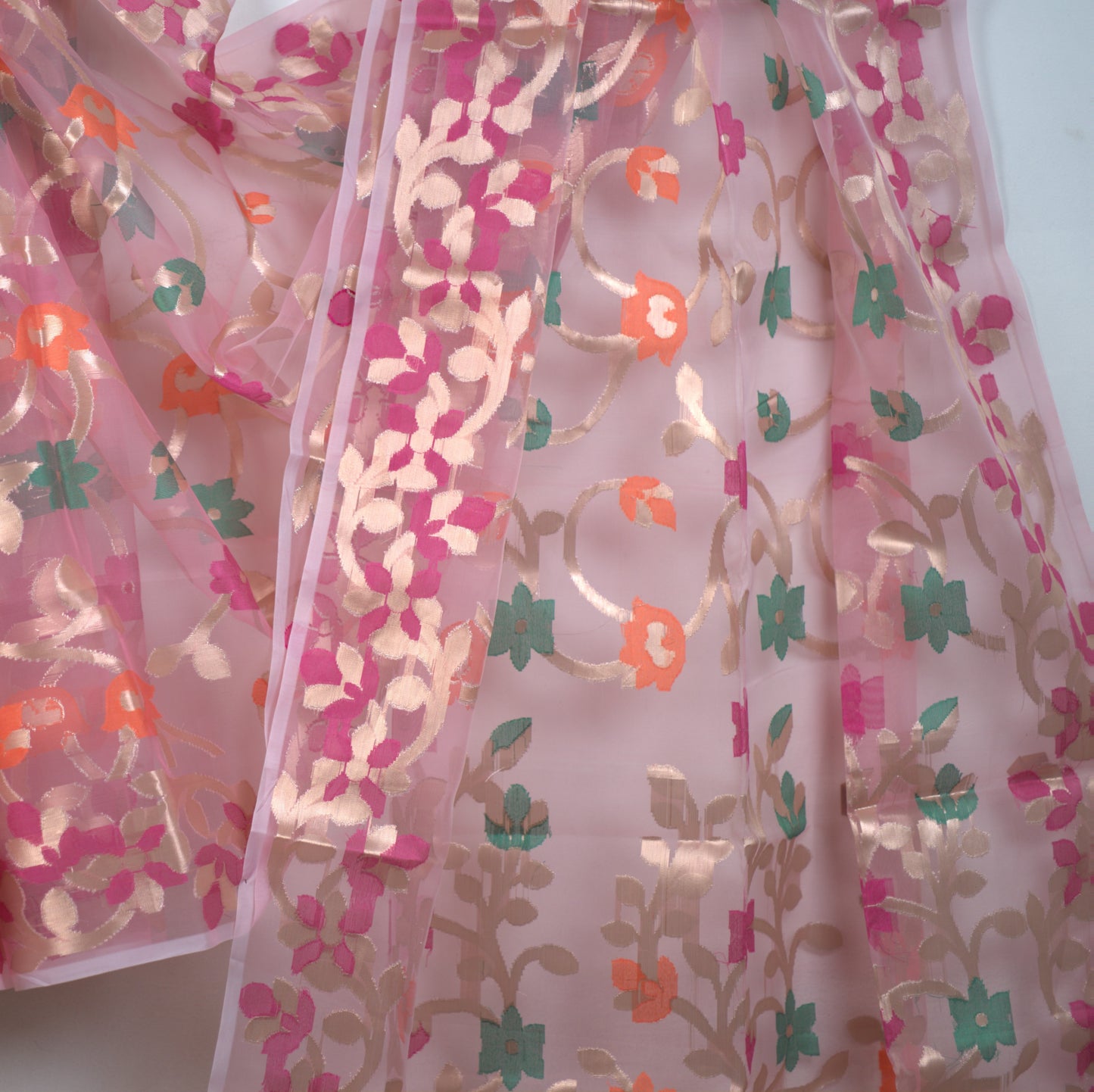 Semi Organza Saree with Attached Blouse