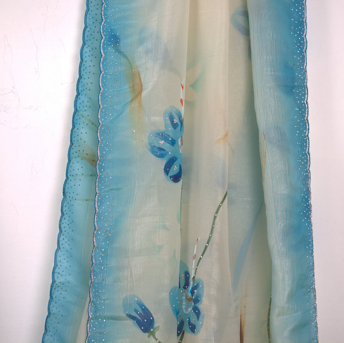 Crush Silk Saree with Stone Work & Attached Blouse