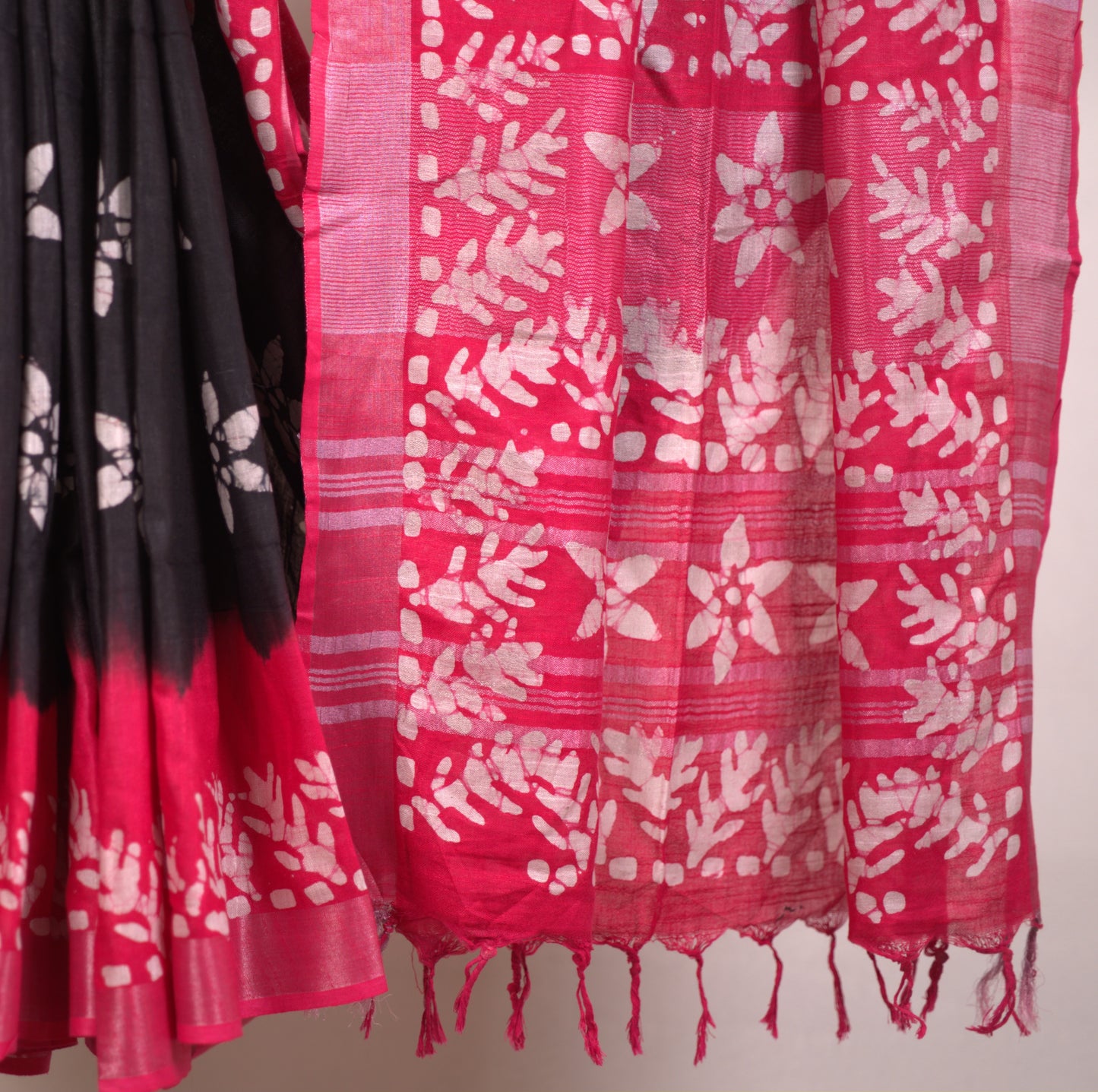 Pure Organic Machine Parsi Work Saree with Attached Blouse