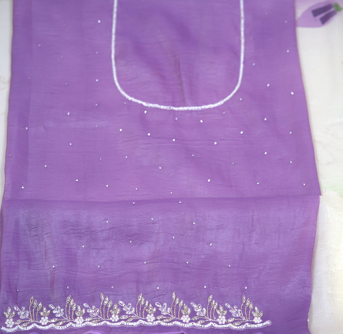 Crush Silk Saree with Katdhana Work and matching work Blouse