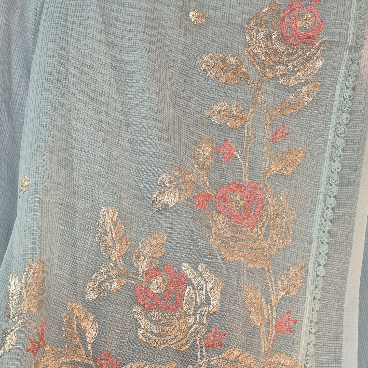 Silk Cota Pita Work Saree with Attached Blouse – Exquisite Handcrafted Elegance