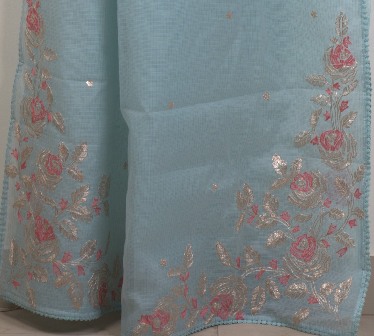 Silk Cota Pita Work Saree with Attached Blouse – Exquisite Handcrafted Elegance