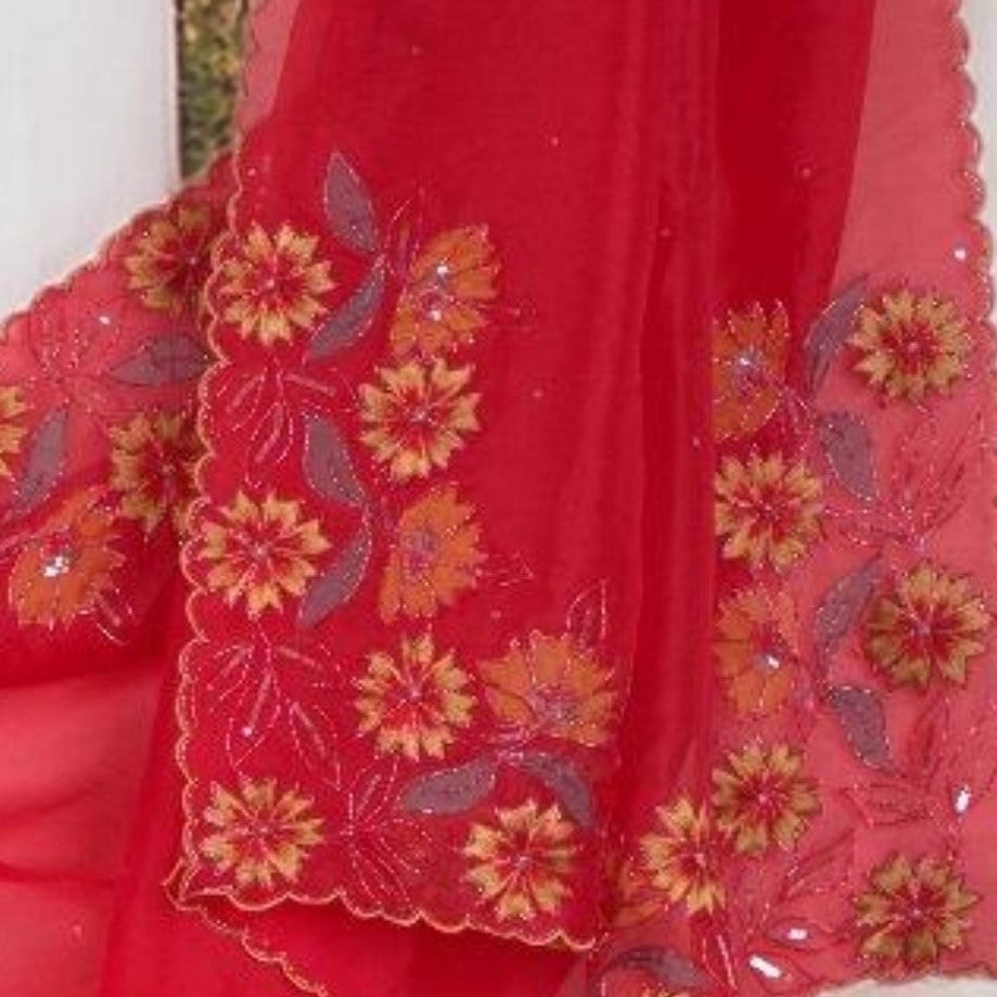 Pure Organza Saree | Attached work Blouse