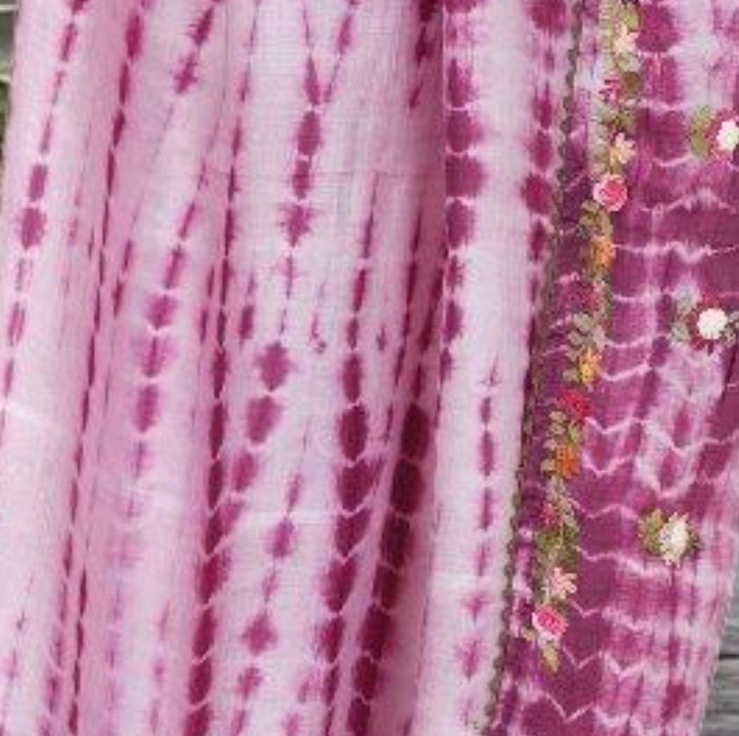 Pure Tussar Silk Saree with Shibori and Bulliyan Stitch | Attached work  Blouse | Silk Mark Certified