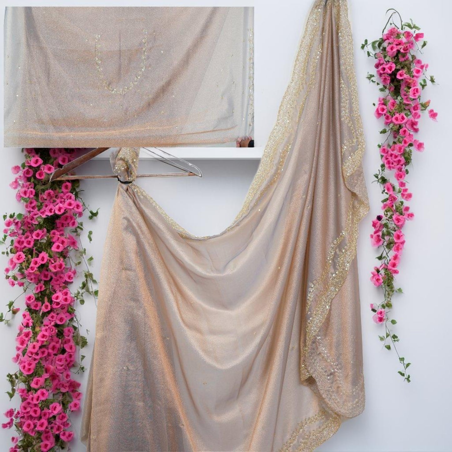 Raina Tissue Fabric Saree with Hand Sequence Work | Attached work  Blouse