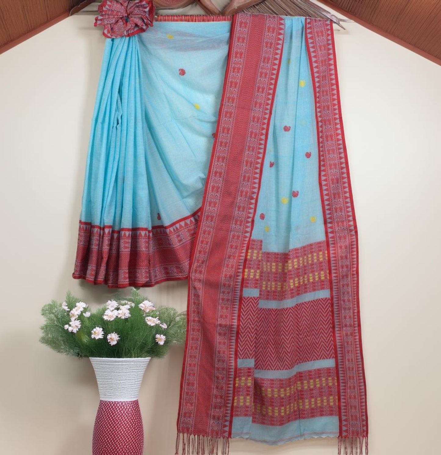 Fish Cotton Saree with Attached Blouse | Handloom