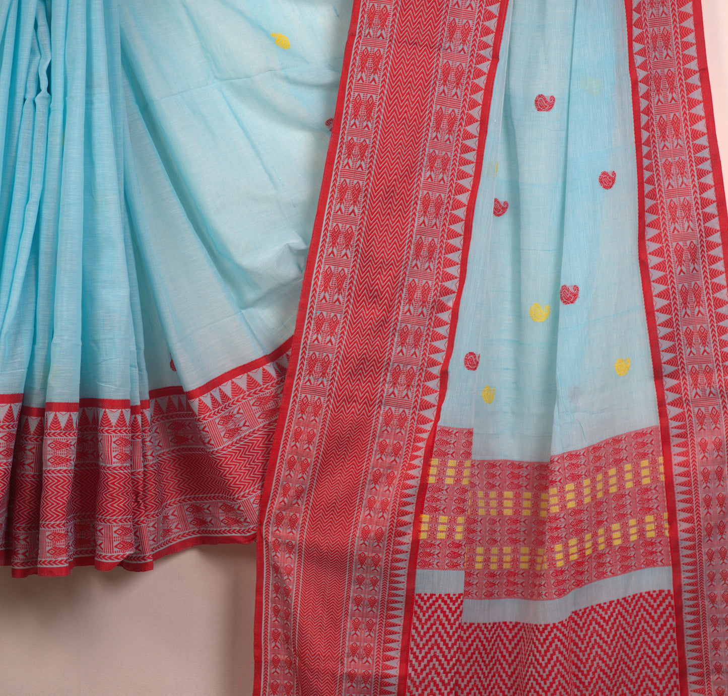Fish Cotton Saree with Attached Blouse | Handloom
