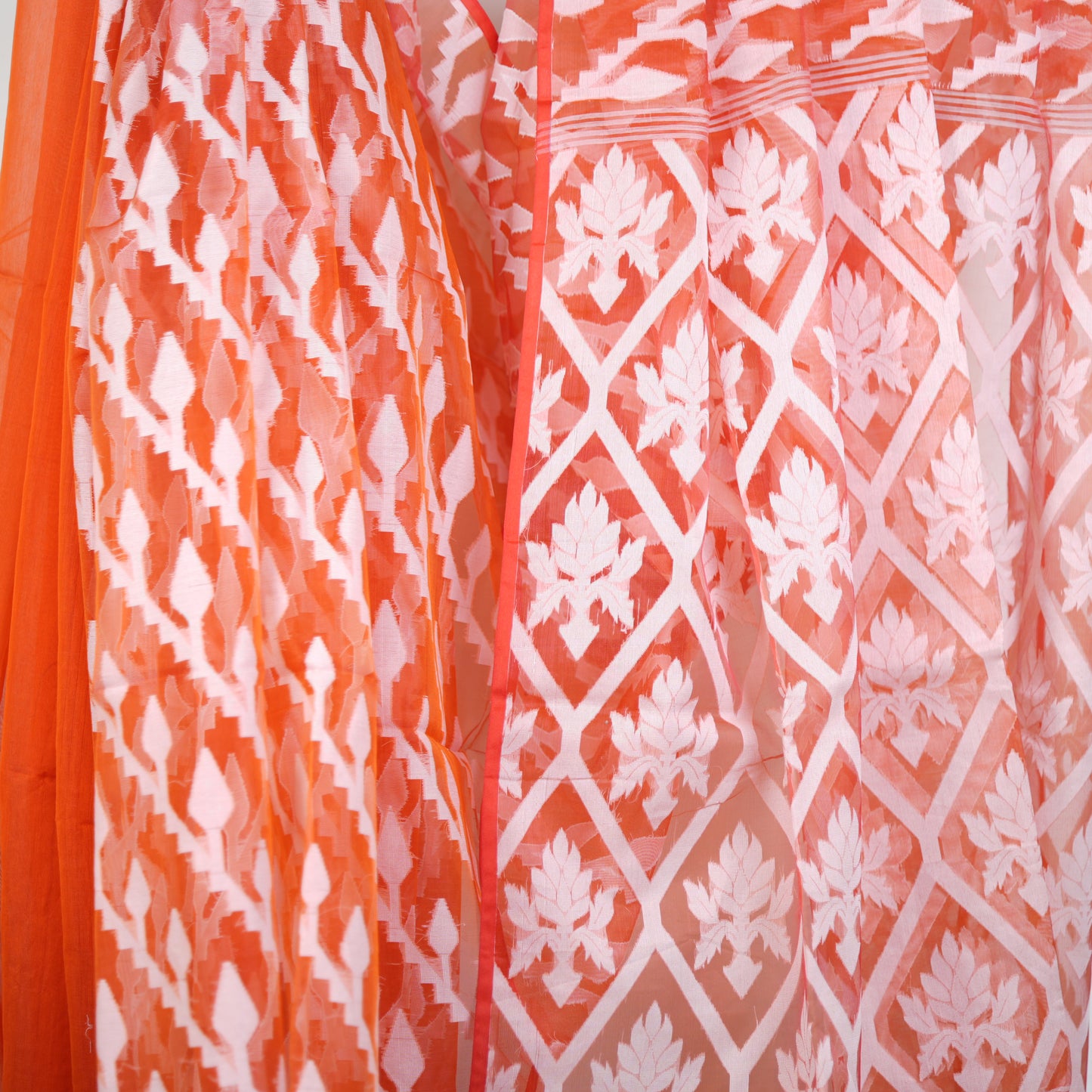 Muslin Embroidery Saree with Attached embroidery Blouse