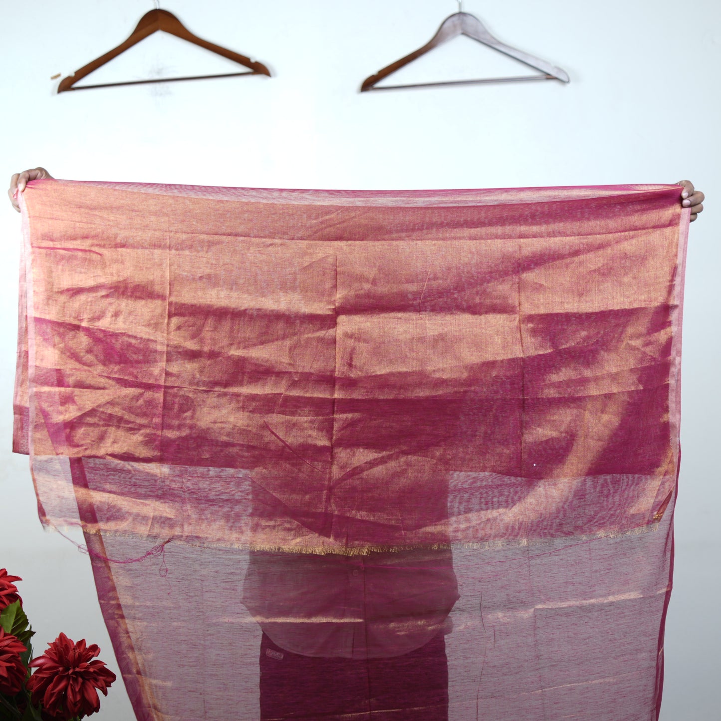 Tissue Linen Saree with Attached Blouse