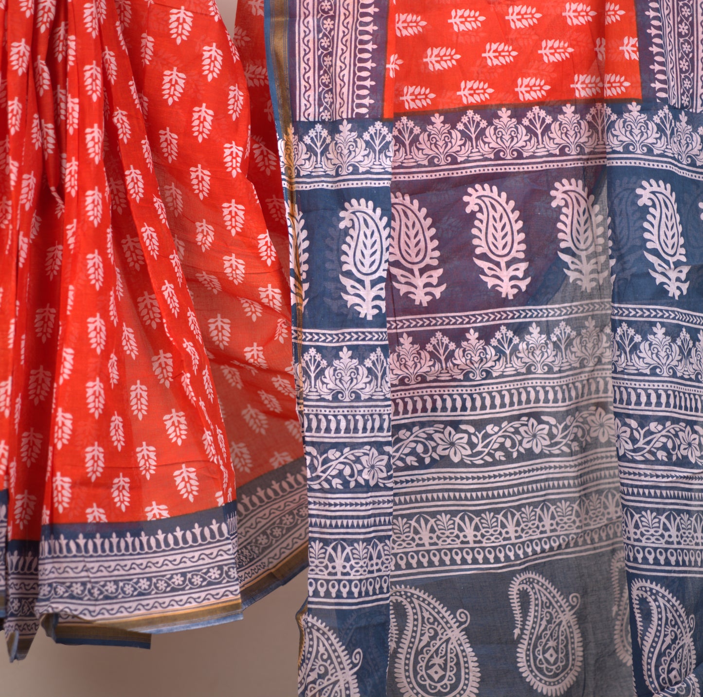 Mull Print Saree with Attached Blouse