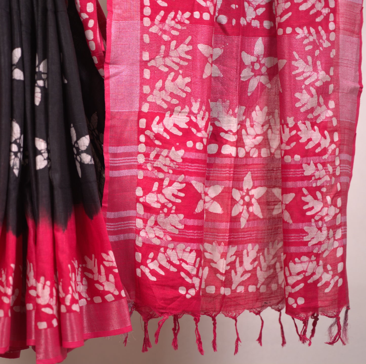 Batik Print Saree with Attached Blouse