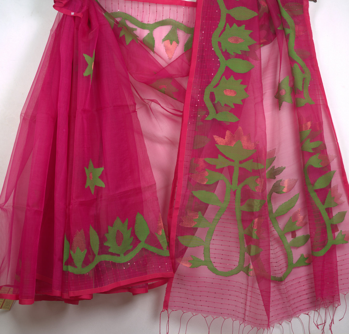 Sequence pure Muslin Saree with Attached Blouse and silk mark certified