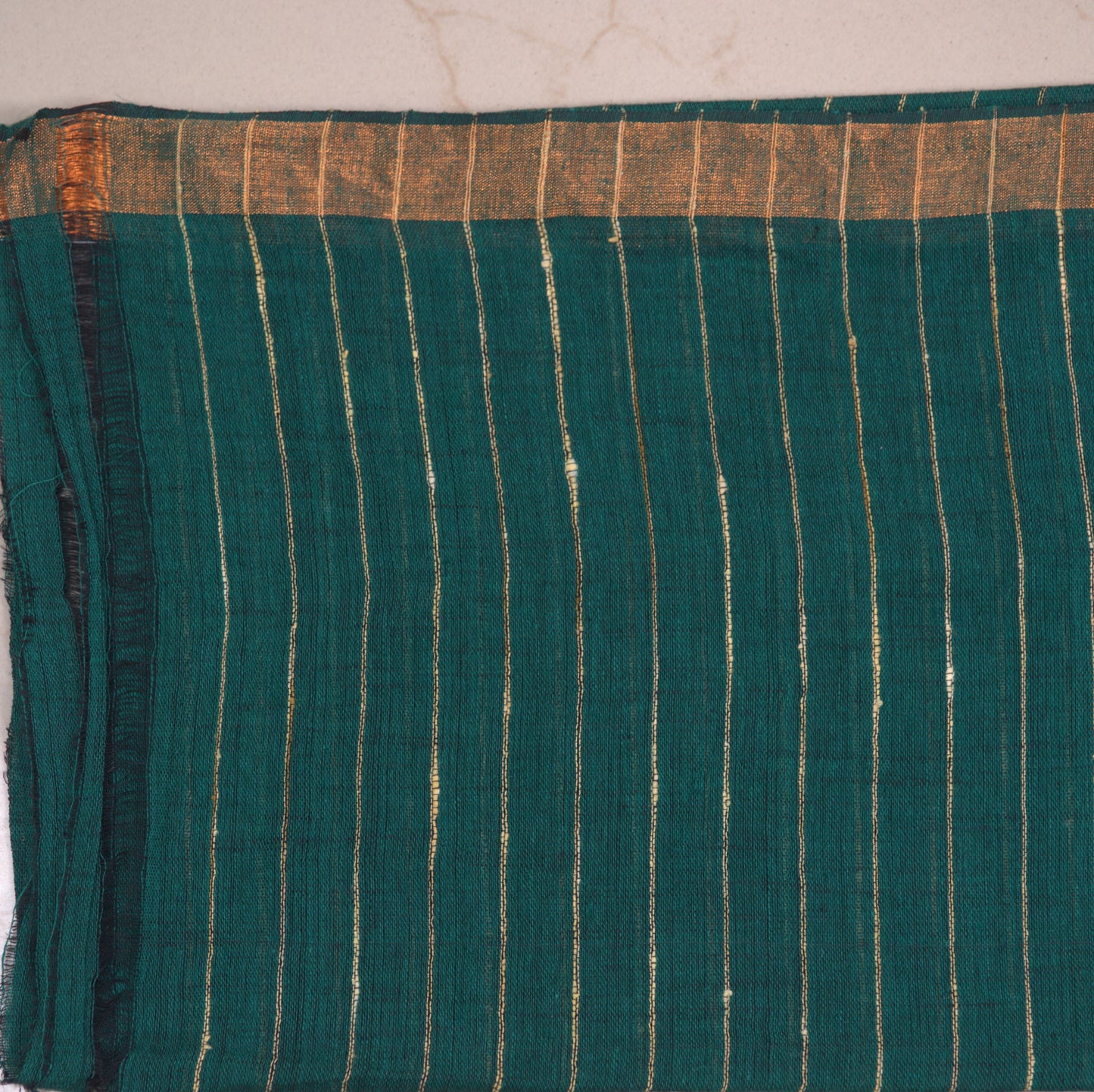 Linen Jamdhani Saree (Linen by Linen Hand Weaving) with Attached Blouse