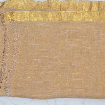 Pure Linen by Linen Handloom Saree with Attached Blouse