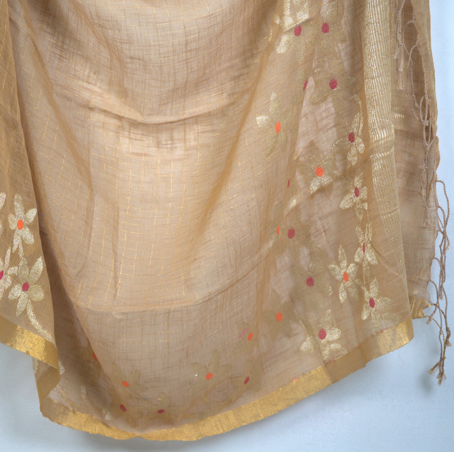 Pure Linen by Linen Handloom Saree with Attached Blouse