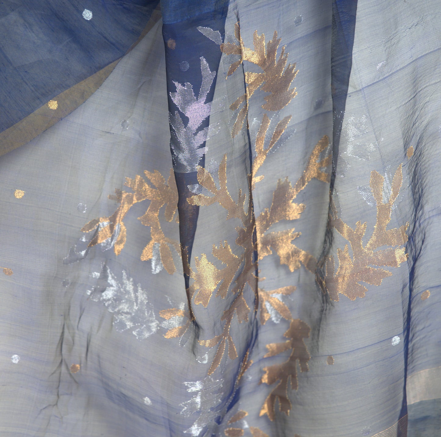 Matka Silk Saree with Muslin Pallu – With Attached Blouse