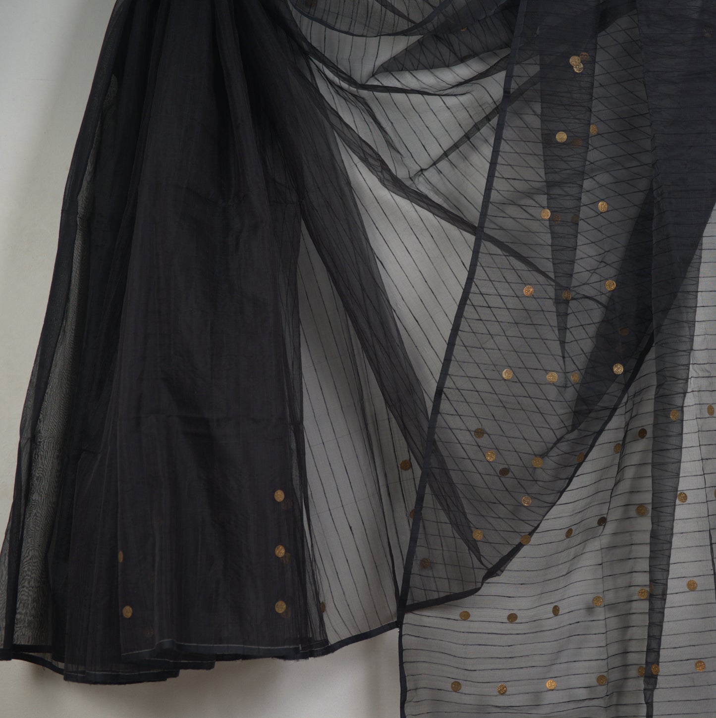 Sequin Embellished Muslin Saree with Attached Blouse