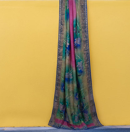 Pure Tussar Silk Hand Print with Cutdana Work – An Elegant Blend of Tradition and Craftsmanship