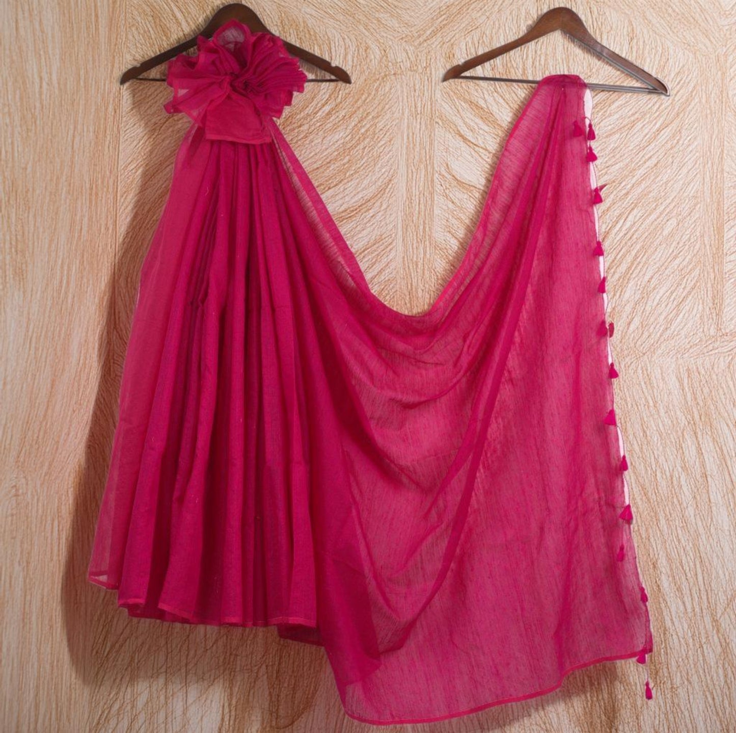 Plain Matka Silk Saree with Attached Blouse