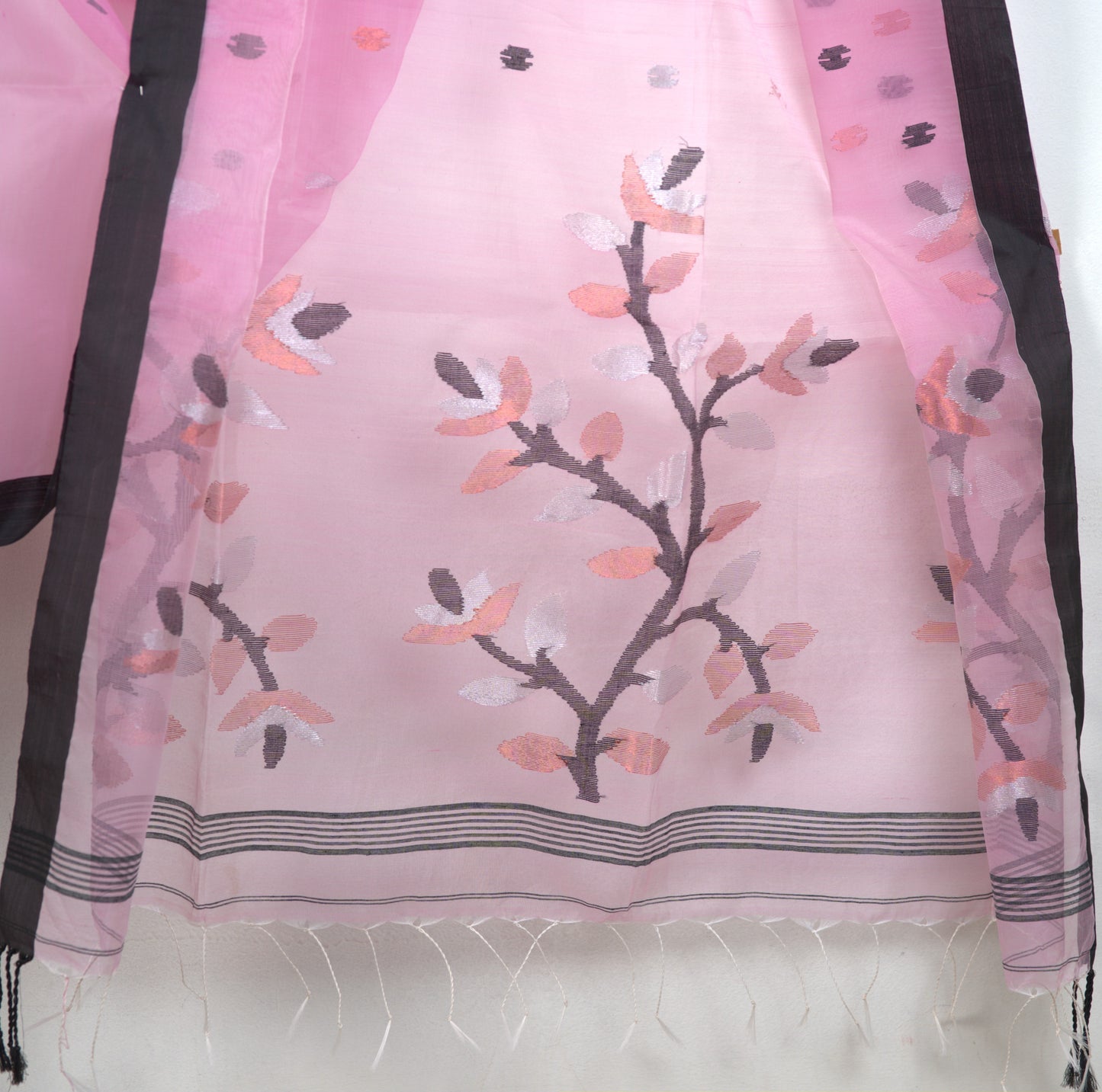 Muslin Jamdhani Saree with Attached Blouse