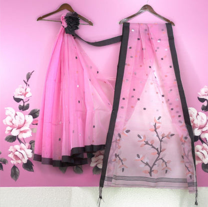 Muslin Jamdhani Saree with Attached Blouse