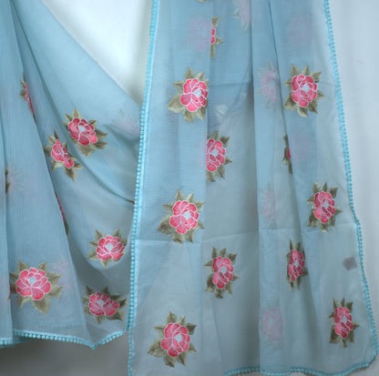 Kota Machine Parsi Buta Work Saree with Attached Blouse