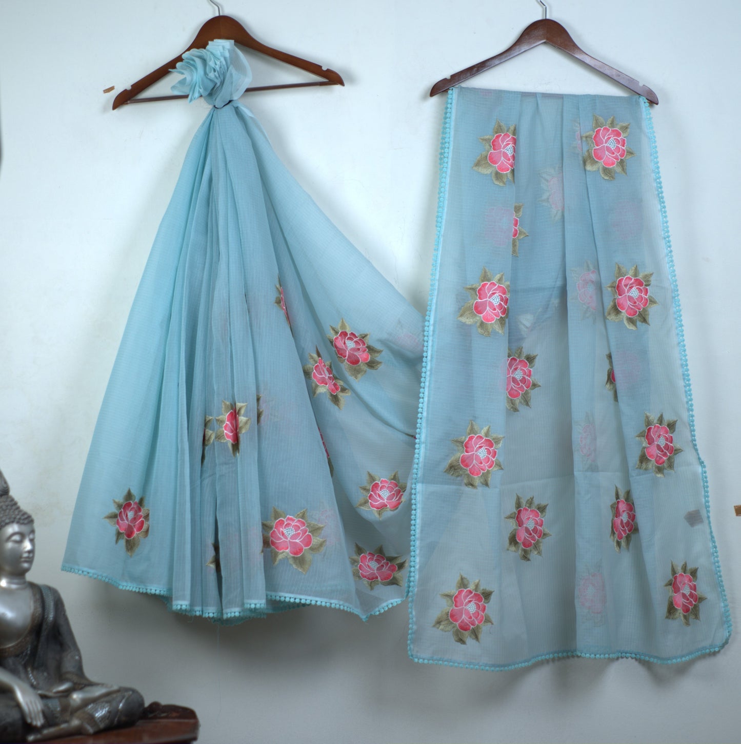 Kota Machine Parsi Buta Work Saree with Attached Blouse