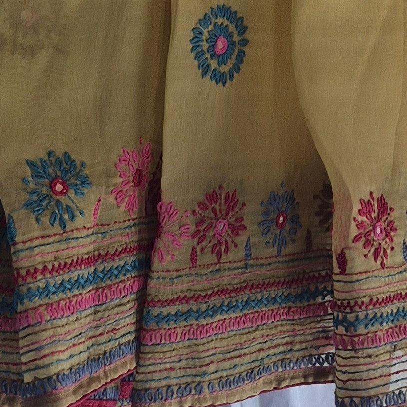 Pure Organza Hand Lambani Work Saree with Attached Blouse | Silk Mark Certified