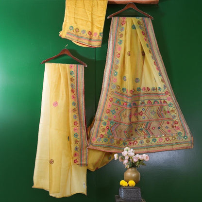 Pure Organza Hand Lambani Work Saree with Attached Blouse | Silk Mark Certified