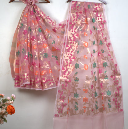 Semi Organza Saree with Attached Blouse