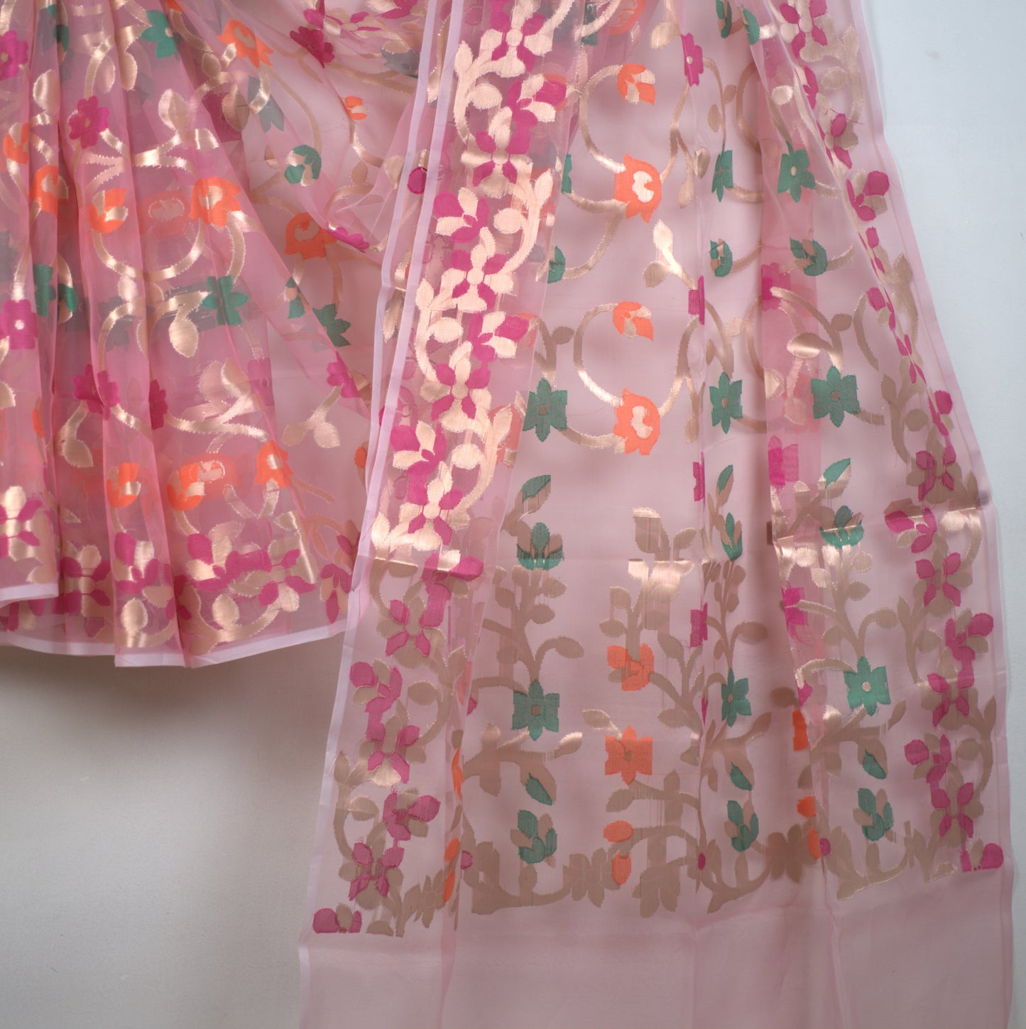 Semi Organza Saree with Attached Blouse