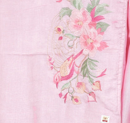 Pure Tussar Silk Saree with Machine Parsi Work & Attached Blouse | Silk Mark Certified