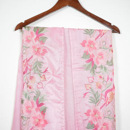 Pure Tussar Silk Saree with Machine Parsi Work & Attached Blouse | Silk Mark Certified