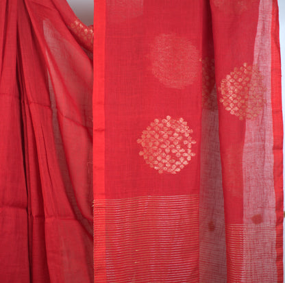 Tokaful Linen Saree with Attached Blouse