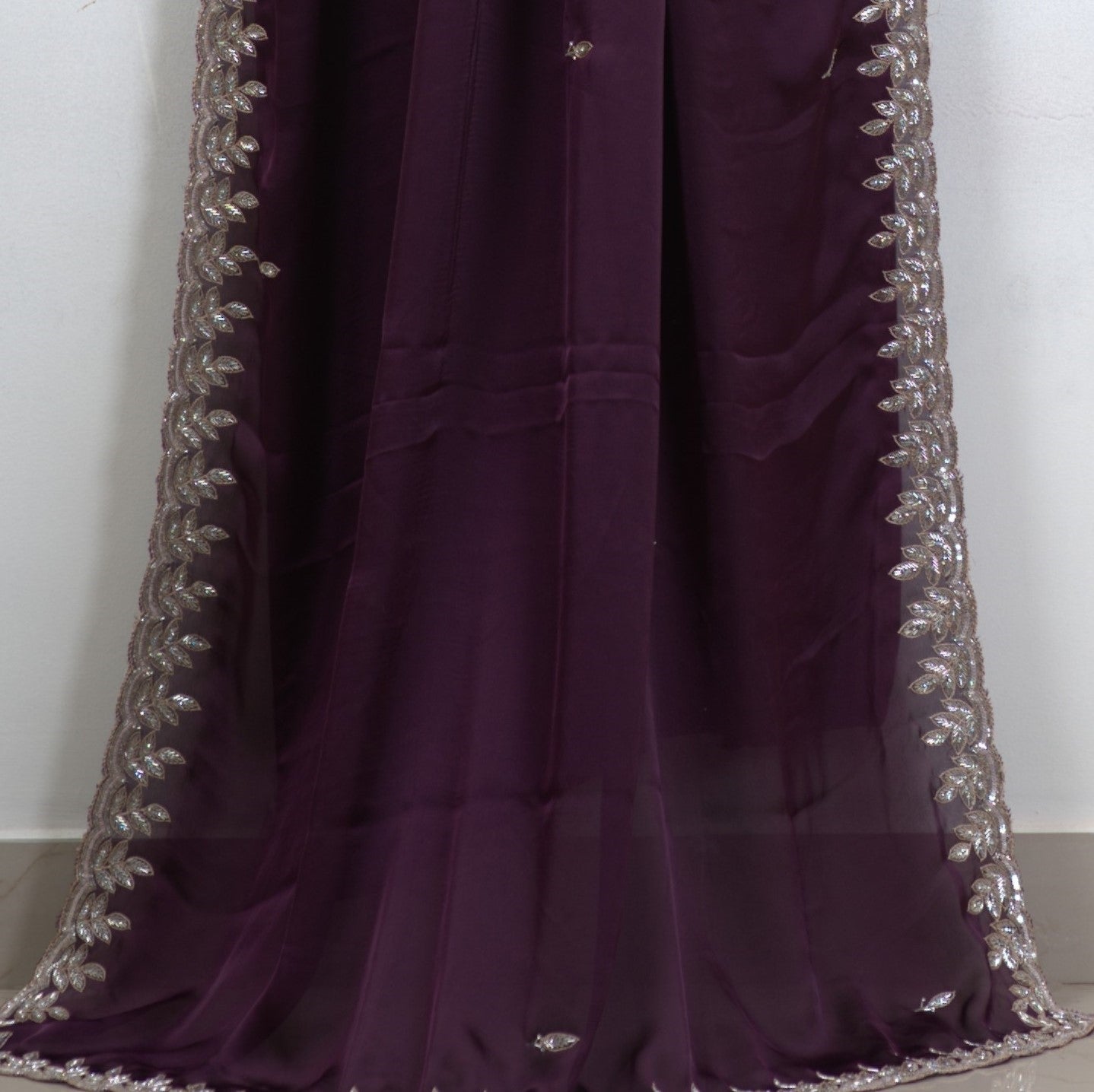 Satin Georgette Saree with Hand Katdhana Work and matching full  work  Blouse
