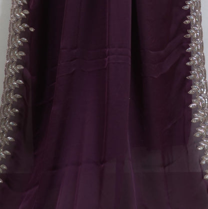 Satin Georgette Saree with Hand Katdhana Work and matching full  work  Blouse