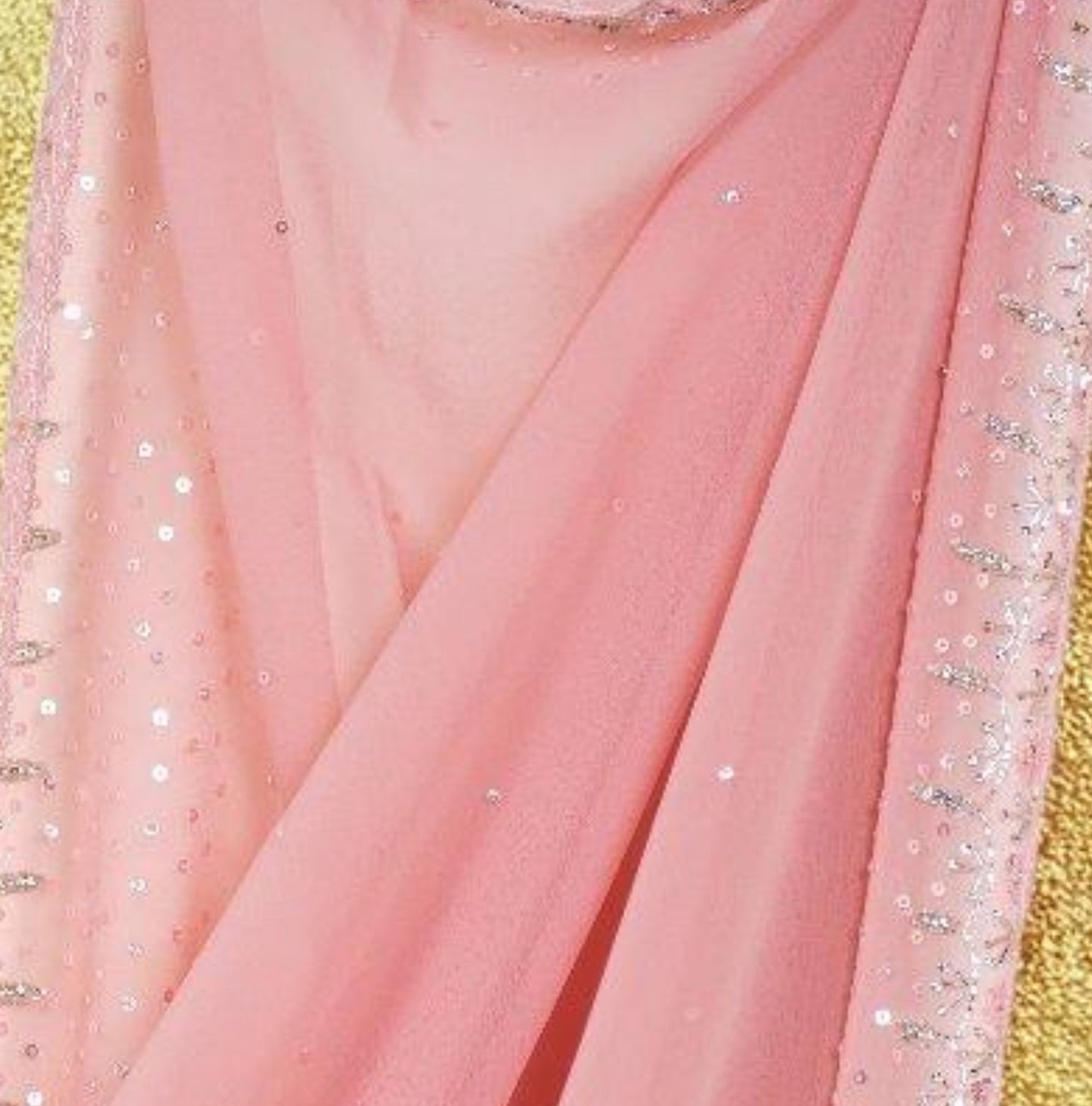 Georgette Saree with Handwork Sequins, Katdhana & Stone Work | attached mathing work Blouse