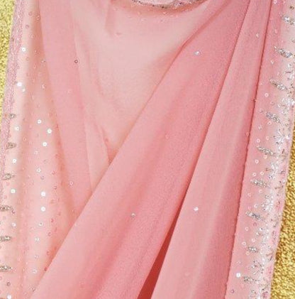 Georgette Saree with Handwork Sequins, Katdhana & Stone Work | attached mathing work Blouse