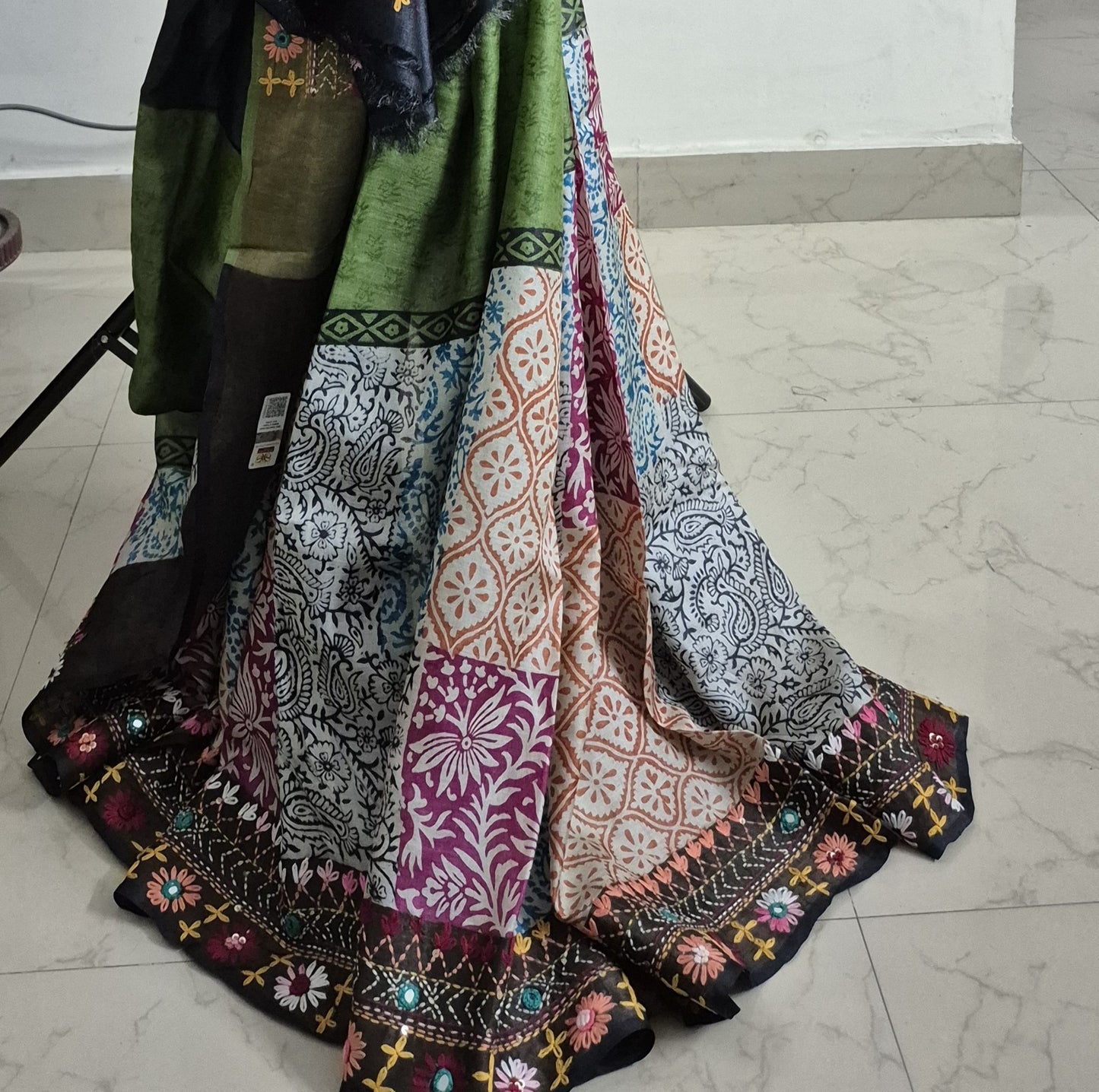 Pure Tussar Silk Saree with Lambani Work & matching work Blouse | Silk Mark Certified