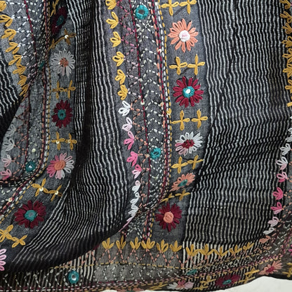 Pure Tussar Silk Saree with Lambani Work & matching work Blouse | Silk Mark Certified