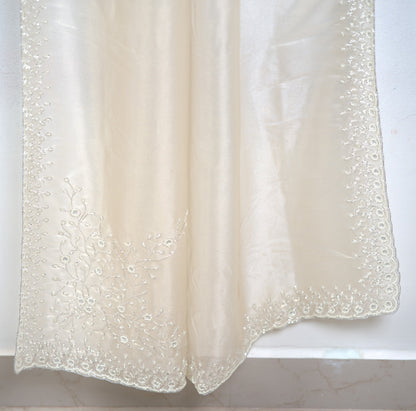 Raina Tissue Saree with Handwork Pearl & Katdhana Work Necklace Pattern | Attached matching work Blouse