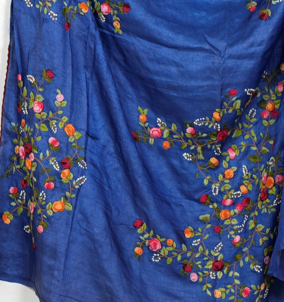 Pure Tussar Silk Saree with Bulliyan Stitch Work | Attached matching full work Blouse | Silk Mark Certified