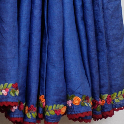 Pure Tussar Silk Saree with Bulliyan Stitch Work | Attached matching full work Blouse | Silk Mark Certified