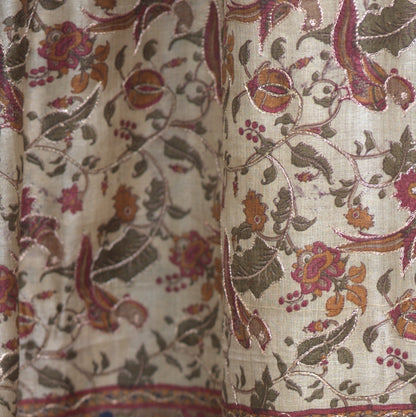 Luxurious Pure Tussar Silk Saree with Exquisite Aari Stitch & Attached Blouse (Silk Mark Certified)